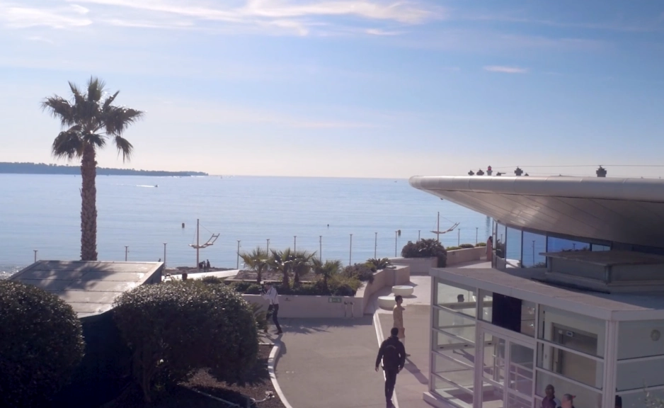 Seafront terrace overlooking a beach and calm sea