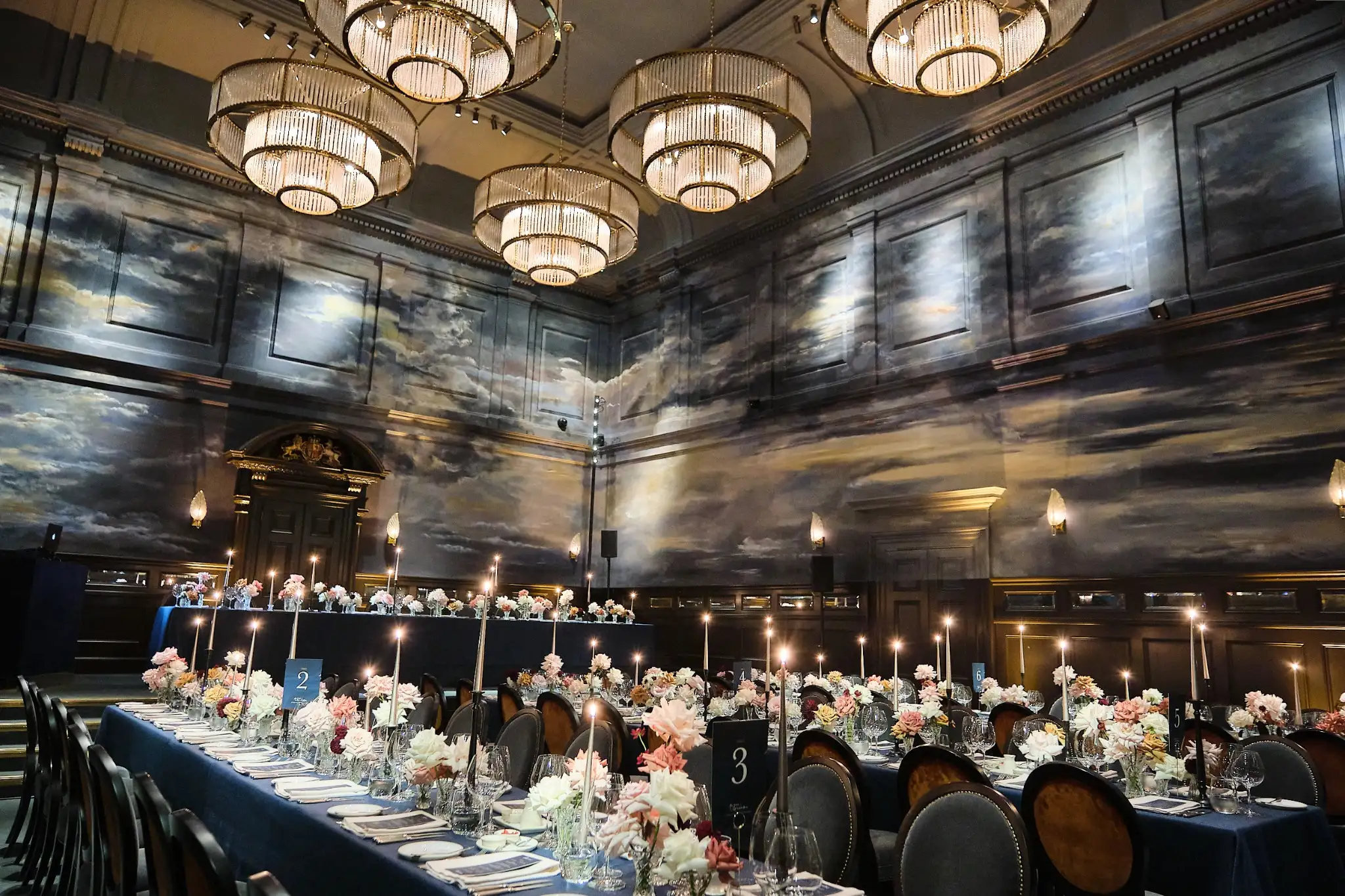 An intimate dinner for a luxury wedding celebrated in London.