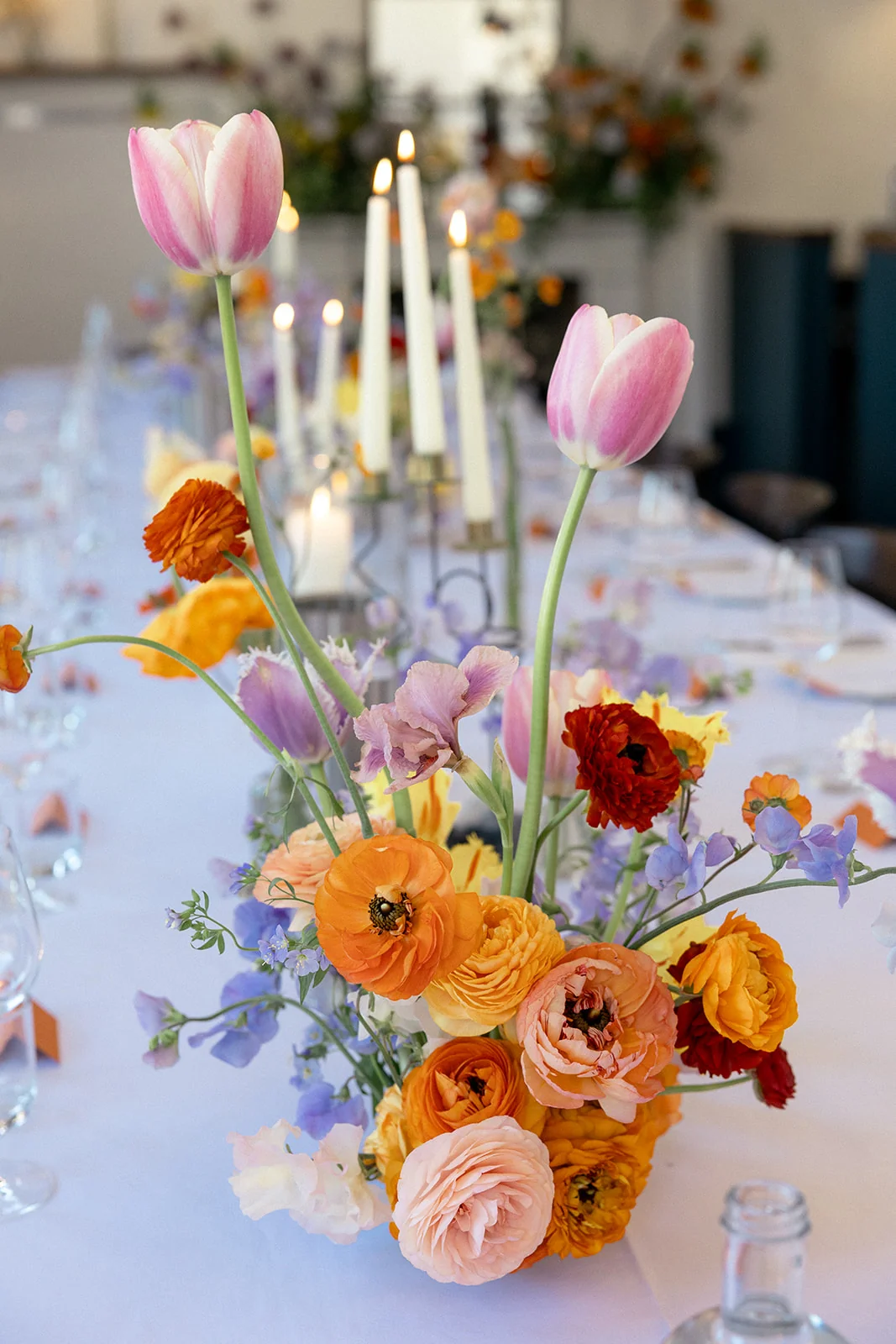 Colourful flowers for a luxury London wedding by Sauveur Studios.
